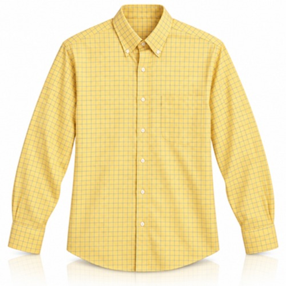 Brooks Brothers Men's 15.5 34/35 Yellow Check Slim Fit Non Iron Cotton Shirt